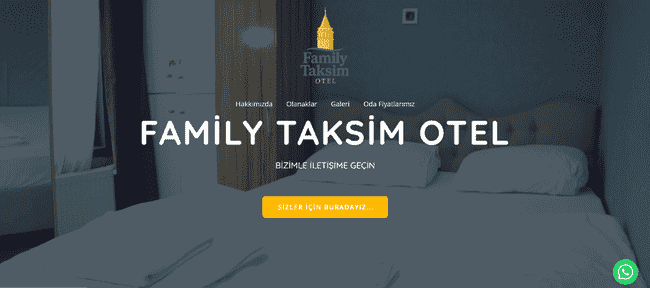 Family Taksim otel için tasarlanan profesyonel web sitesi ekran görüntüsü