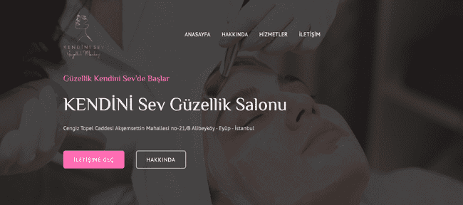Kendinisev güzellik için tasarlanan profesyonel web sitesi ekran görüntüsü